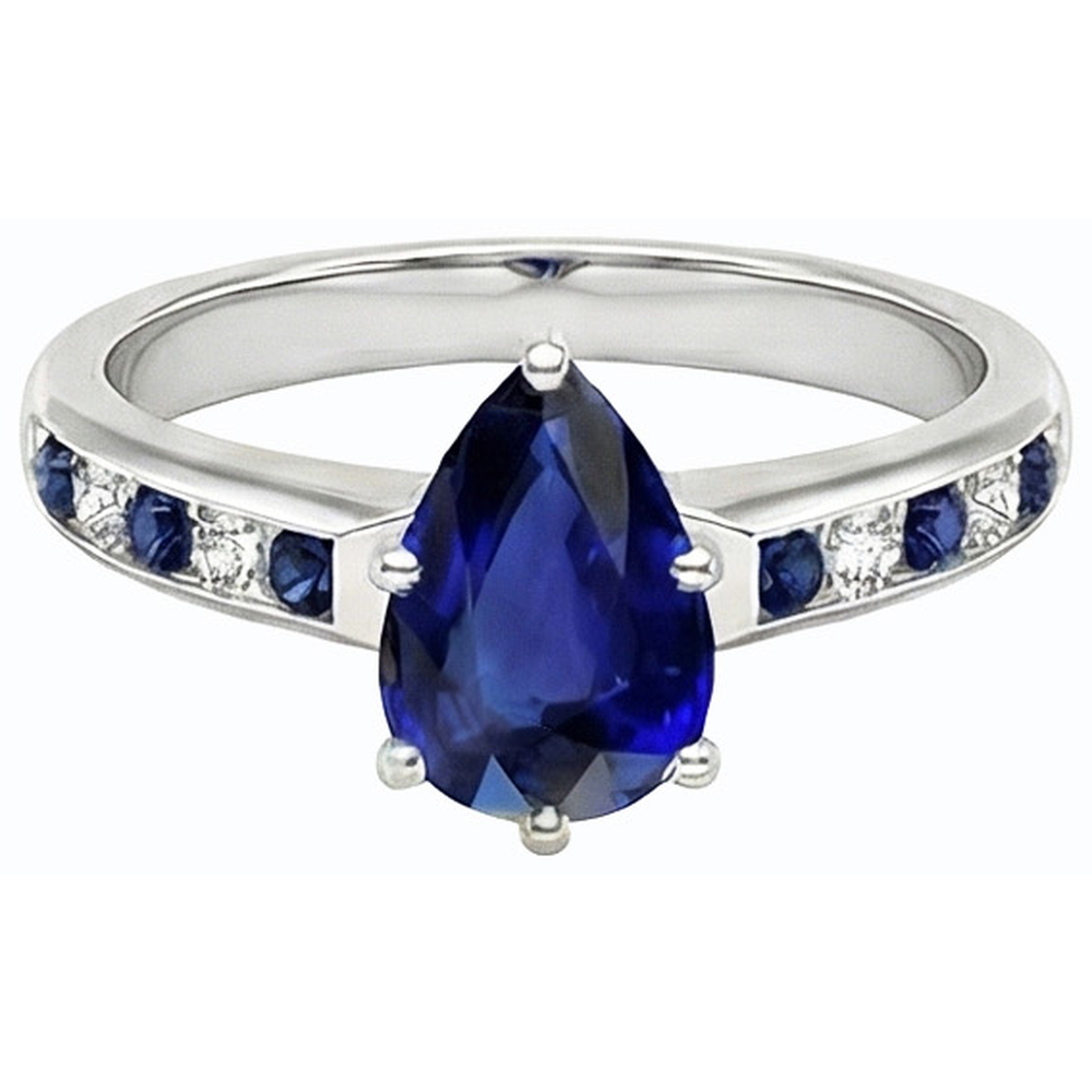 natural round sapphire 2ct ring top view