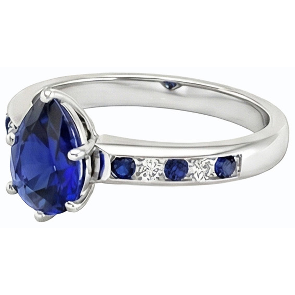 natural round sapphire 2ct ring profile view