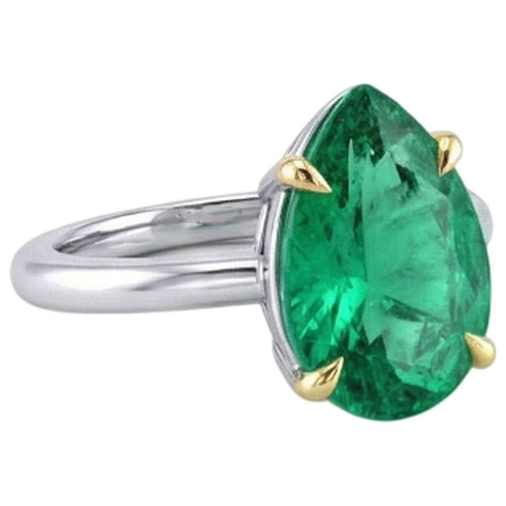 Sophisticated Colombian Emerald Precious Stone Ring 3 ct – top view