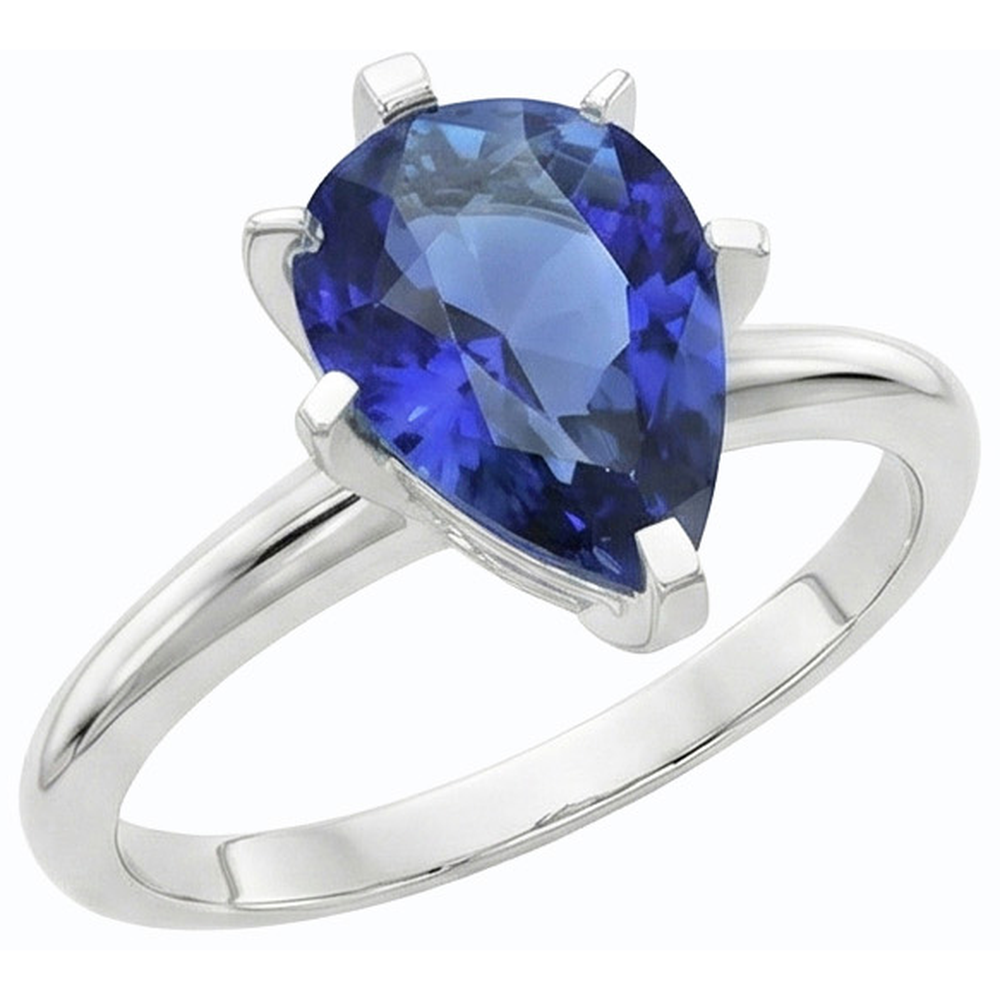 natural pear sapphire 2.50ct ring side angle