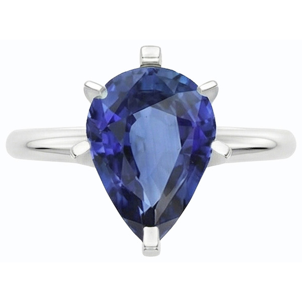 natural pear sapphire 2.50ct ring top view