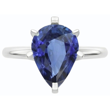 natural pear sapphire 2.50ct ring top view