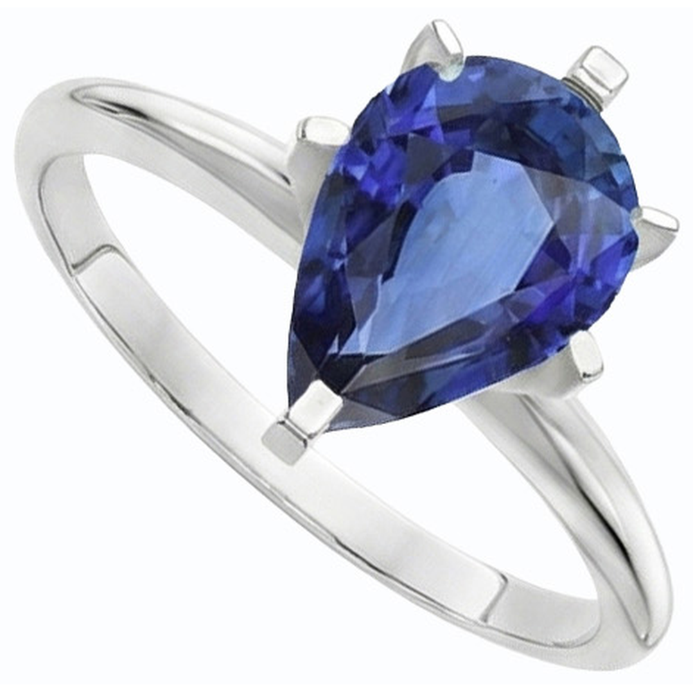 natural pear sapphire 2.50ct ring profile view
