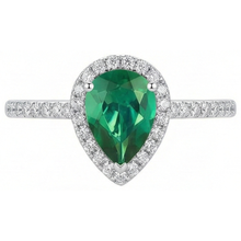 Pear Green Emerald Gemstone Ring White Gold 14K 5.35 Carats