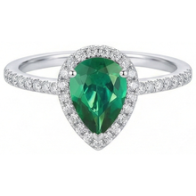 Pear Green Emerald Gemstone Ring White Gold 14K 5.35 Carats
