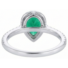 Pear Green Emerald Gemstone Ring White Gold 14K 5.35 Carats