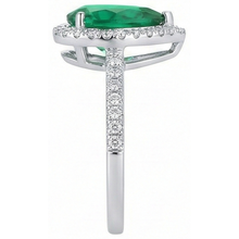 Pear Green Emerald Gemstone Ring White Gold 14K 5.35 Carats