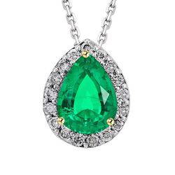 Colombian Emerald GIA-Certified Gemstone Pendant 3 ct in 14K Two