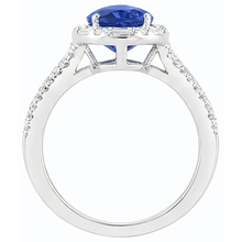 Pear Halo Blue Sapphire Ring Double Shank & Baguette Natural Earth Mined Diamonds 5 Carats
