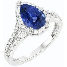 Pear Halo Blue Sapphire Ring Double Shank & Baguette Natural Earth Mined Diamonds 5 Carats