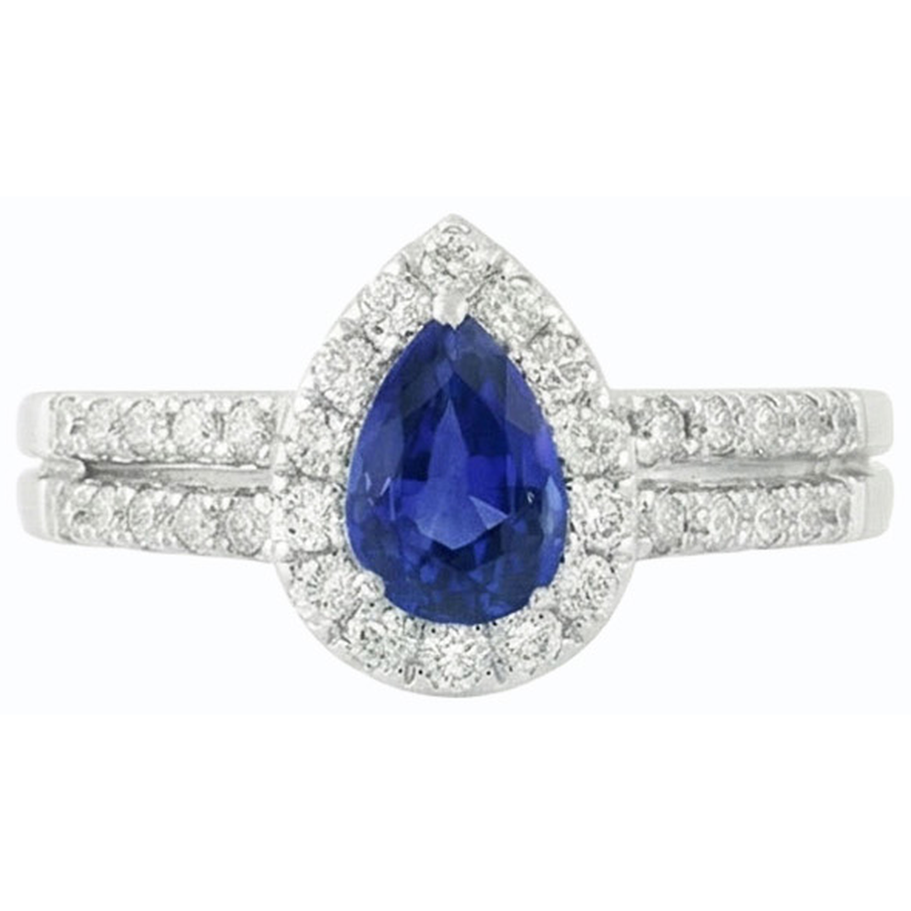 natural round sapphire 4ct ring on white background