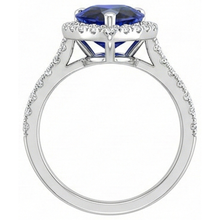 natural round sapphire 5ct ring on white background