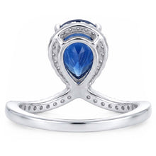 Pear Halo Natural Earth Mined Diamond Ring Enhancer Blue Sapphire 3.50 Carats