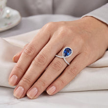 Pear Halo Natural Earth Mined Diamond Ring Enhancer Blue Sapphire 3.50 Carats