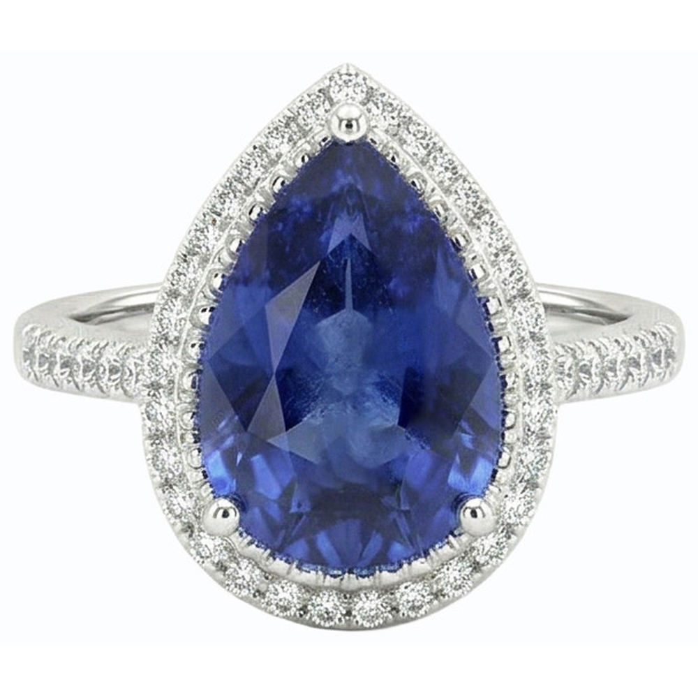 natural round sapphire 4ct ring front view