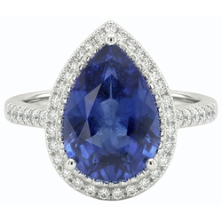 Natural Sapphire Ring 4ct - White Gold 14K