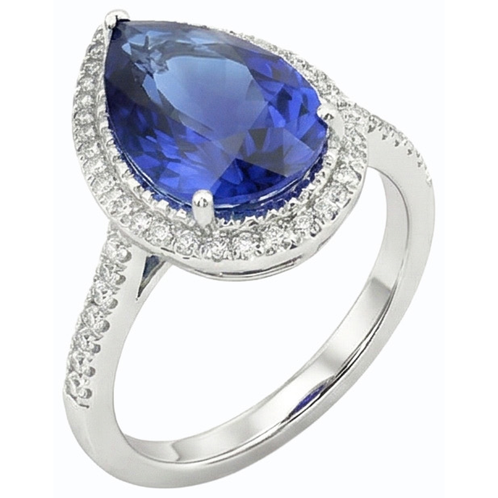 natural round sapphire 4ct ring close up detail