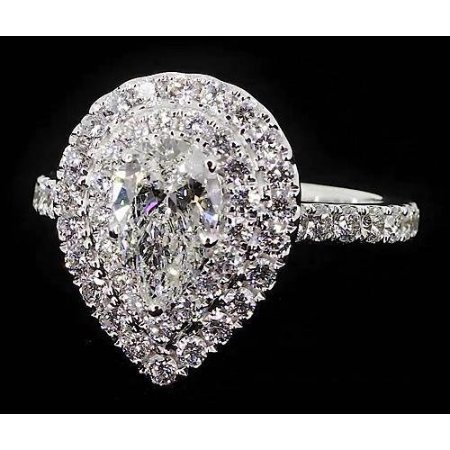 Pear Natural Diamond 3.50 Carats Anniversary Ring Gold 14K