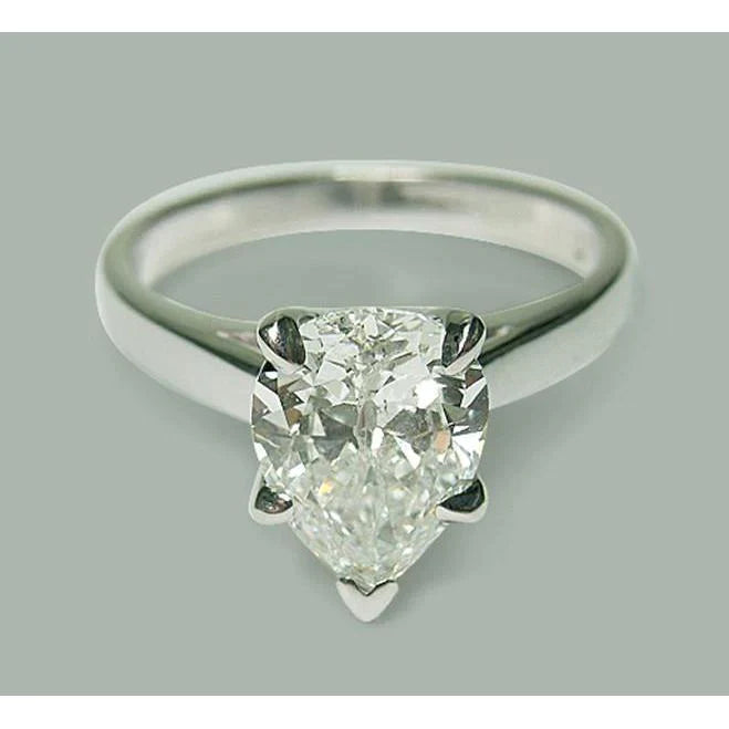 Pear Natural Diamond Solitaire Engagement Ring