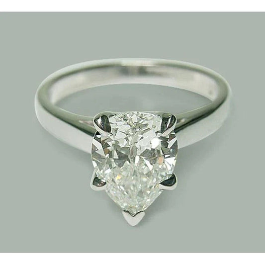 Pear Natural Diamond Solitaire Engagement Ring