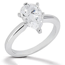 Pear Natural Earth Mined Diamond Solitaire Ring 2 Carats White Gold