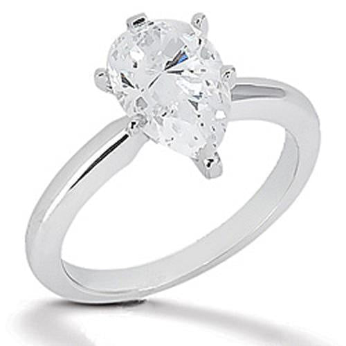 Pear Natural Diamond Solitaire Ring 2 Carats White Gold