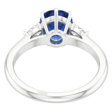 Pear Natural Earth Mined Diamond 3 Stone Blue Sapphire Ring 1.75 Carats Tapered Shank Gold