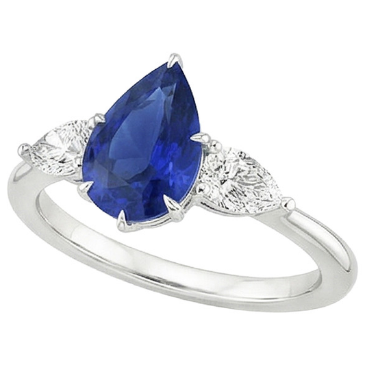 natural pear sapphire 4.50ct ring side angle