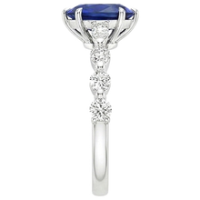 natural round sapphire 5ct ring on white background