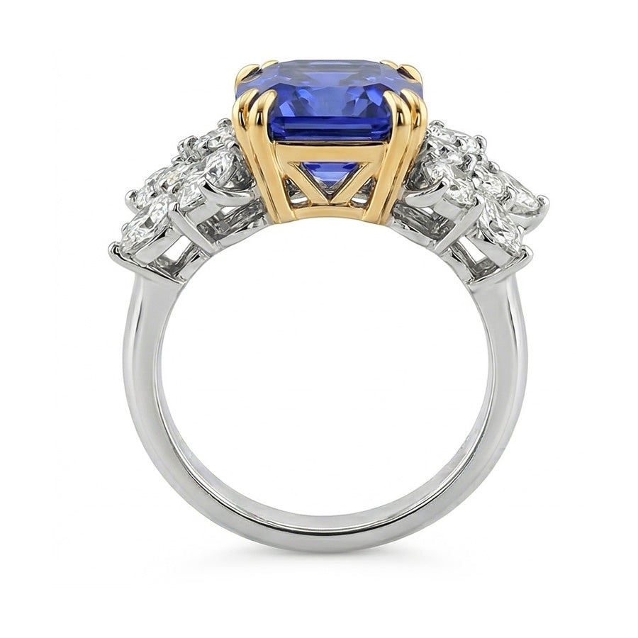 natural round sapphire 4.50ct ring profile view