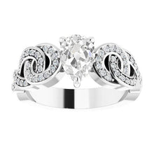 Pear Old Cut Natural Diamond Engagement Ring Knot Style White Gold 5.70 Carats