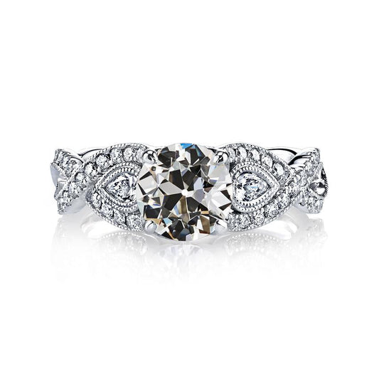 Pear Old Cut Real Diamond Wedding Ring Milgrain Infinity Style 4 Carats