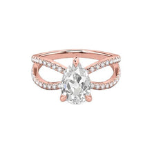 Pear Old Mine Cut Real Diamond Ring Split Shank 3.25 Carats Rose Gold