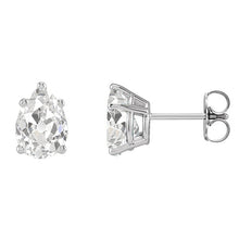 Pear Old Miner Diamond Gold Studs Solitaire Earrings Real 6 Carats