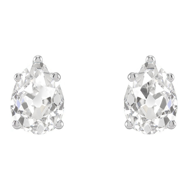 Pear Old Miner Diamond Gold Studs Solitaire Earrings Real 6 Carats