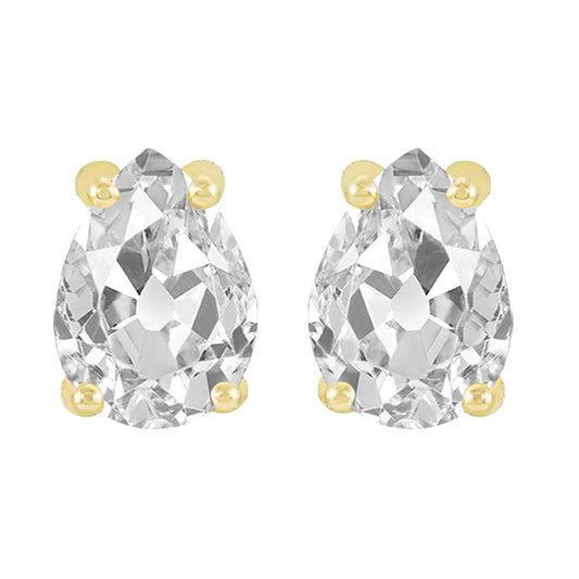 Pear Old Miner Diamond Studs Natural 8 Carats Yellow Gold Prong Set