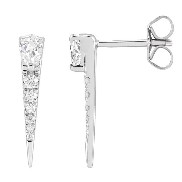 Pear Old Miner & Round Diamond Genuine Ladies Drop Earrings 4.50 Carats