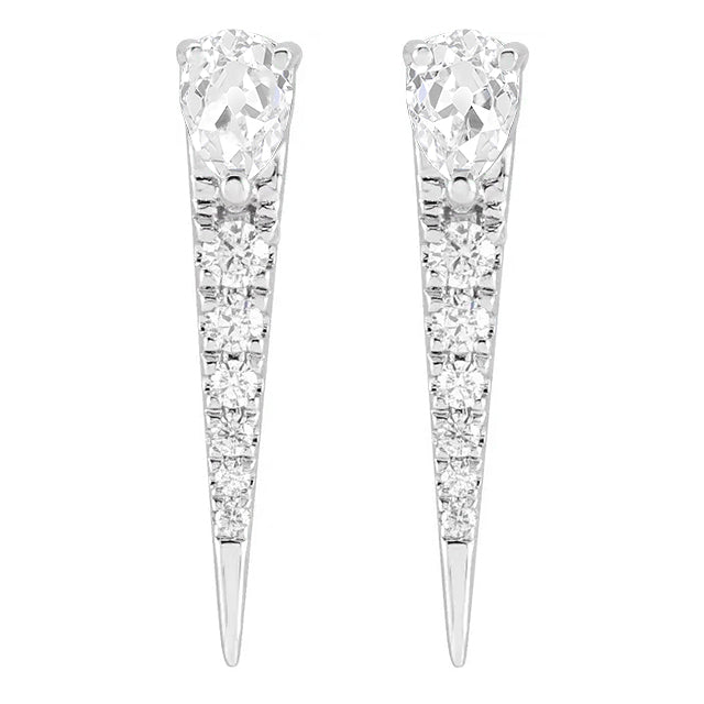 Pear Old Miner & Round Diamond Genuine Ladies Drop Earrings 4.50 Carats