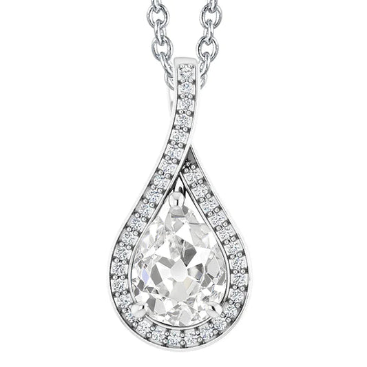 Pear Old Miner & Round Real Diamond Slide Pendant 4.50 Carats Split Shank