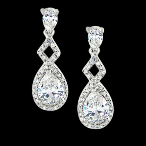Pear Real Diamond Dangle Style 3.75 Carats Earring White Gold Earring New