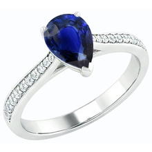 Pear Sapphire Engagement Ring Sri Lankan With Natural Earth Mined Diamond Accents 3 Carats