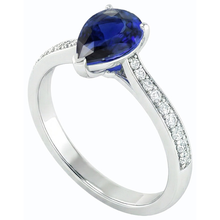 Pear Sapphire Engagement Ring Sri Lankan With Natural Earth Mined Diamond Accents 3 Carats