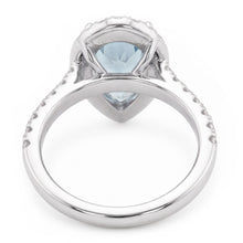 Pear Shape Aquamarine And Natural Earth Mined Diamonds 14 Ct Wedding Ring White Gold 14K