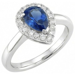 Pear Shape Ceylon Sapphire Natural Earth Mined DIAMOND ( NOT LAB GROWN )s Ring 3.30 Ct 14K White Gold 14K