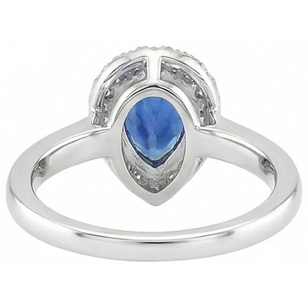 Pear Shape Ceylon Sapphire Natural Earth Mined DIAMOND ( NOT LAB GROWN )s Ring 3.30 Ct 14K White Gold 14K