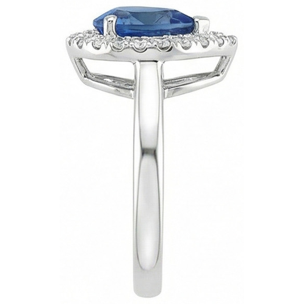 Pear Shape Ceylon Sapphire Natural Earth Mined DIAMOND ( NOT LAB GROWN )s Ring 3.30 Ct 14K White Gold 14K