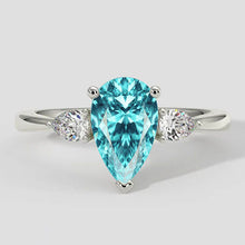 Pear-Shaped Paraiba Side Stone Ring