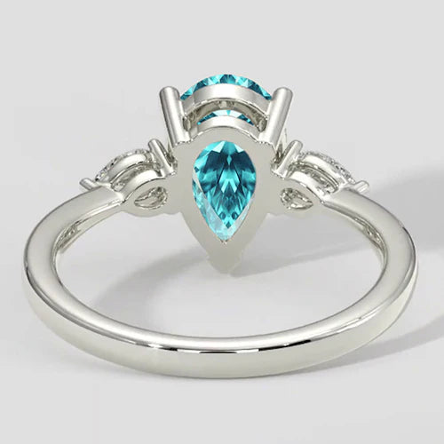 Pear-Shaped Paraiba Side Stone Ring