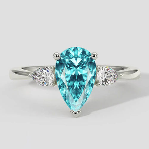 Pear-Shaped Paraiba Side Stone Ring