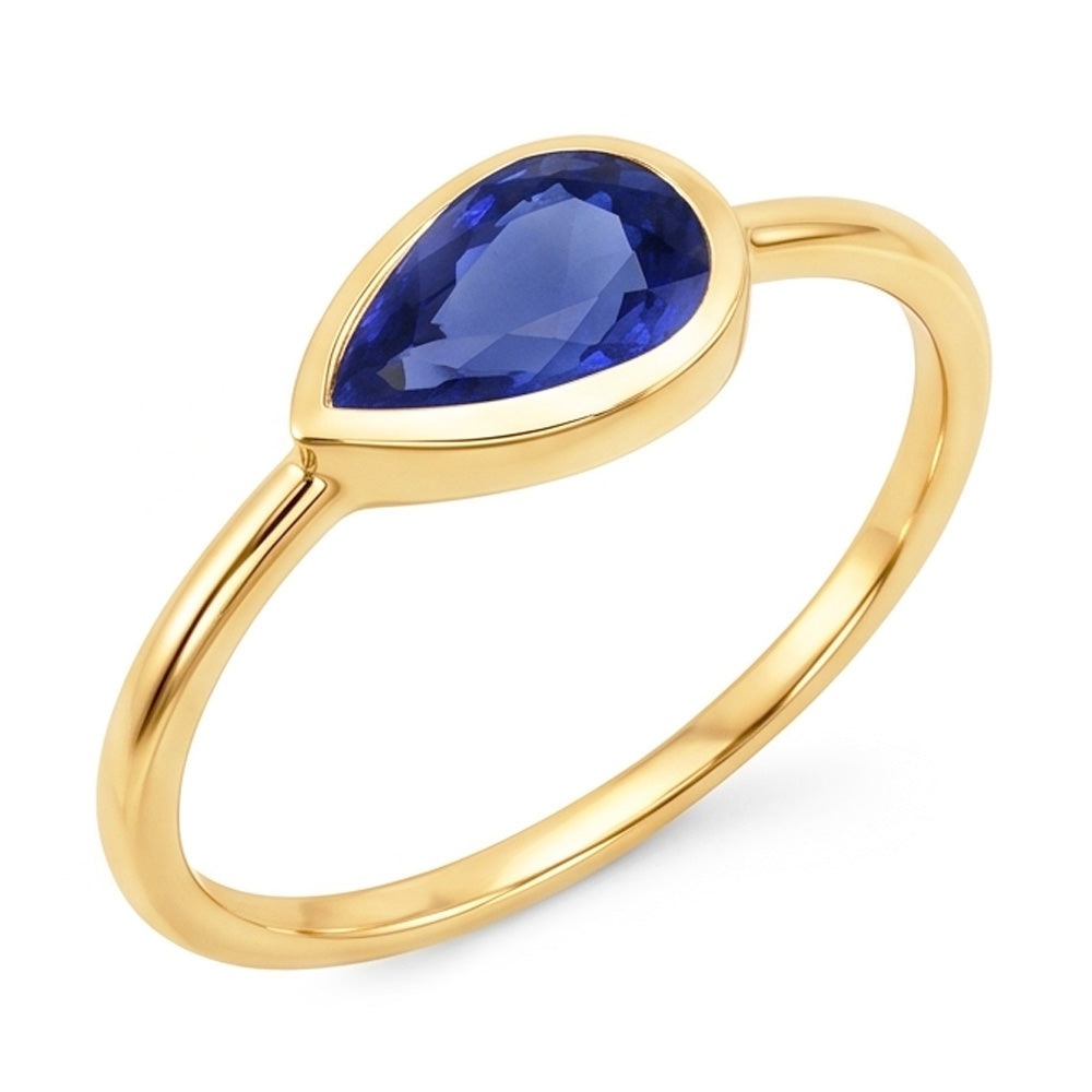 Pear Solitaire Anniversary Ring Ceylon Sapphire 2 Carats Gold